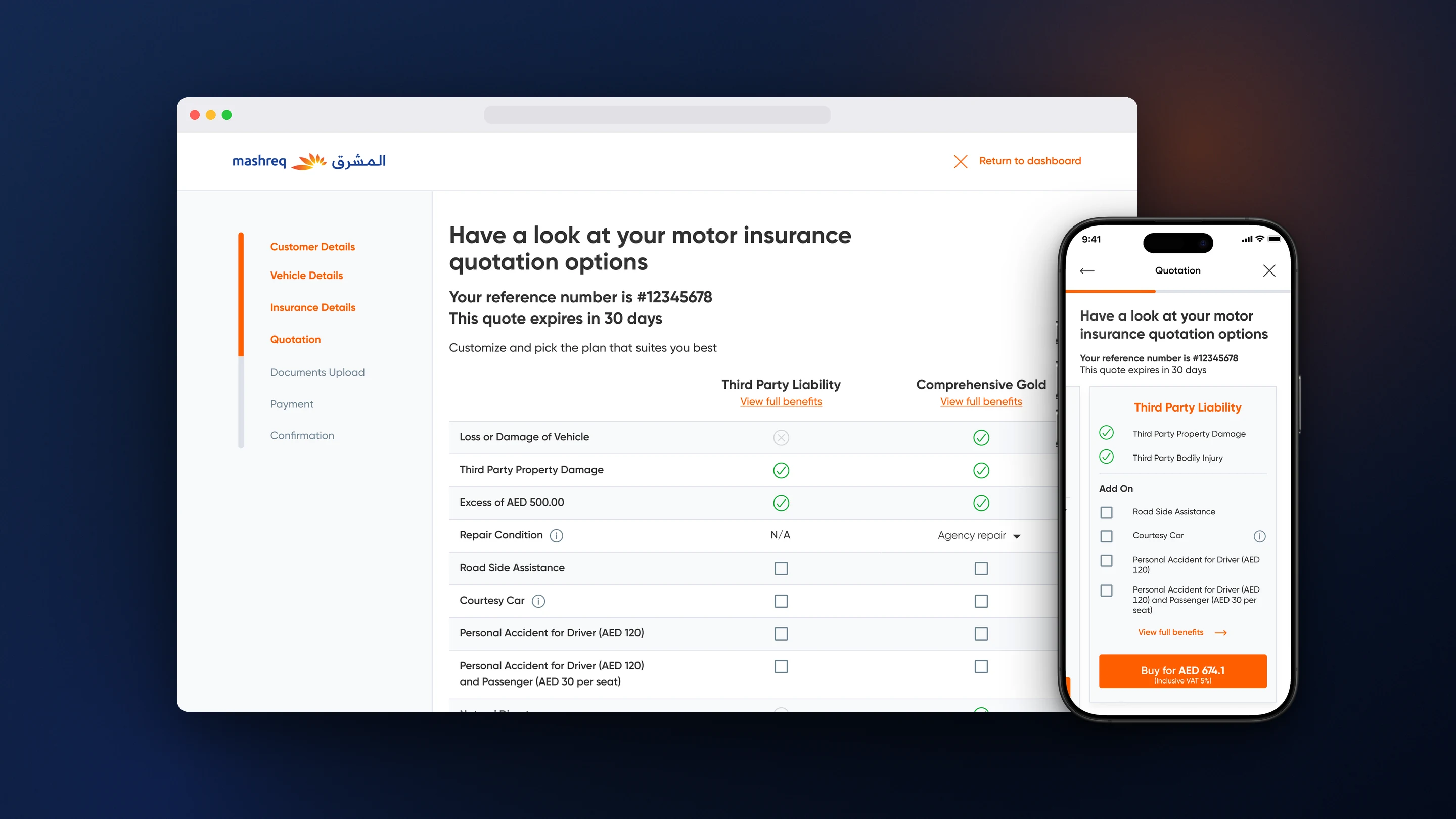 Mashreq Bank: key screens